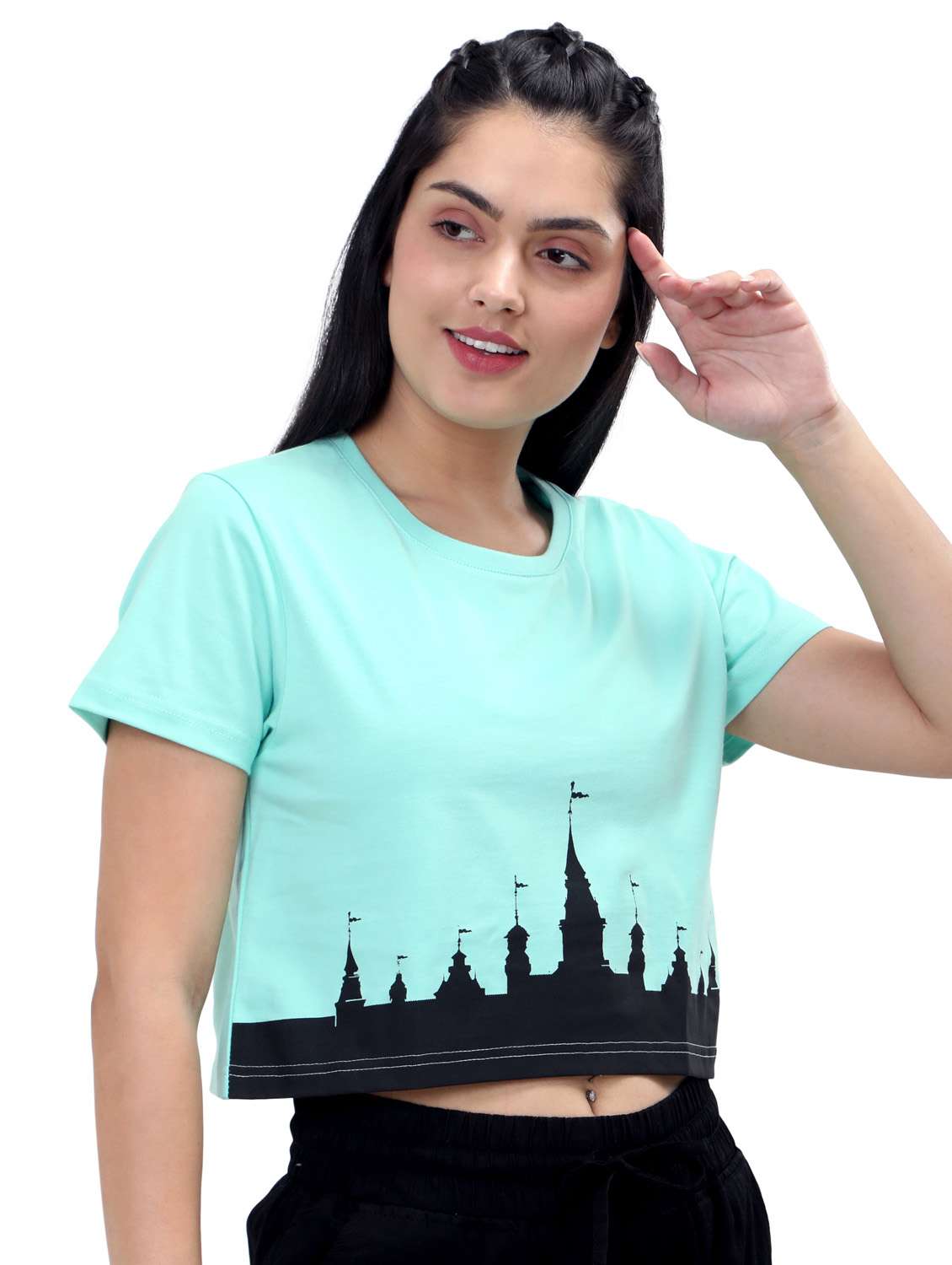 women's crop crew neck top - 19717646 -  Standard Image - 2