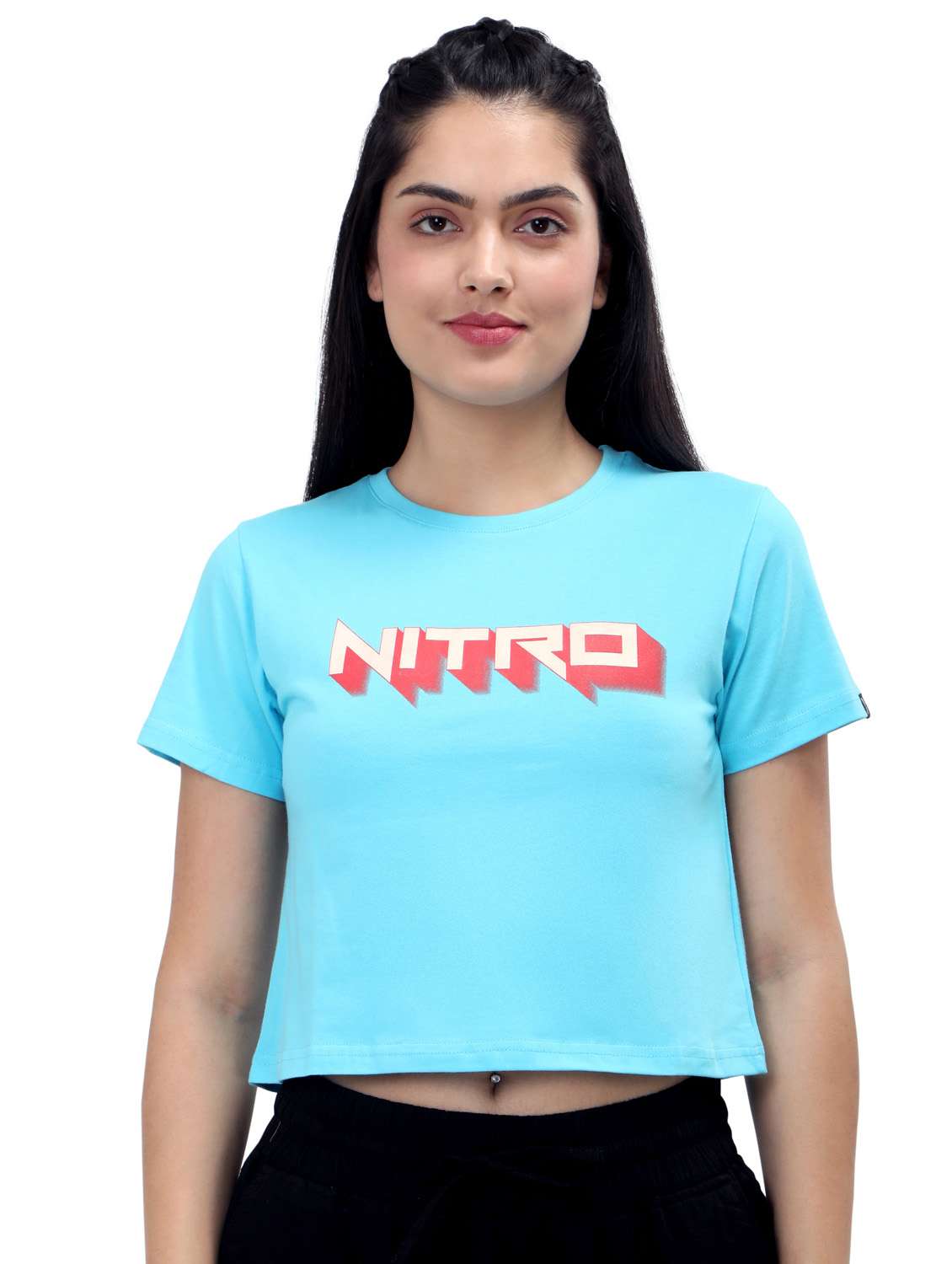 women's crop crew neck top