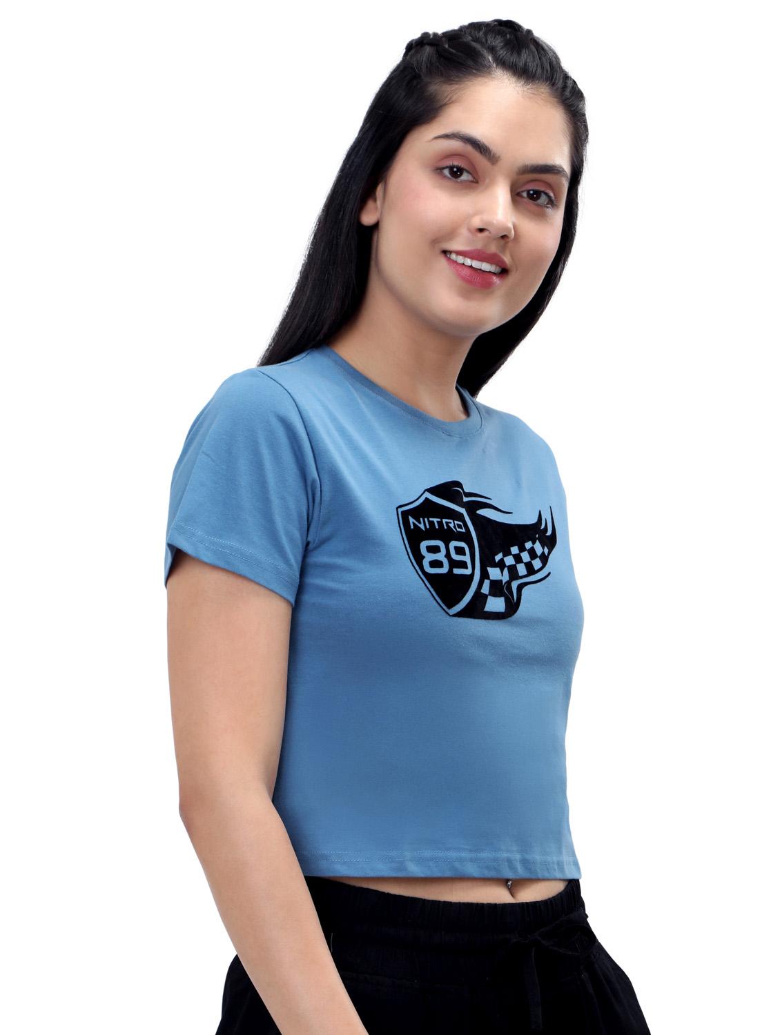 women's crop crew neck top - 19717665 - Standard Image - 2