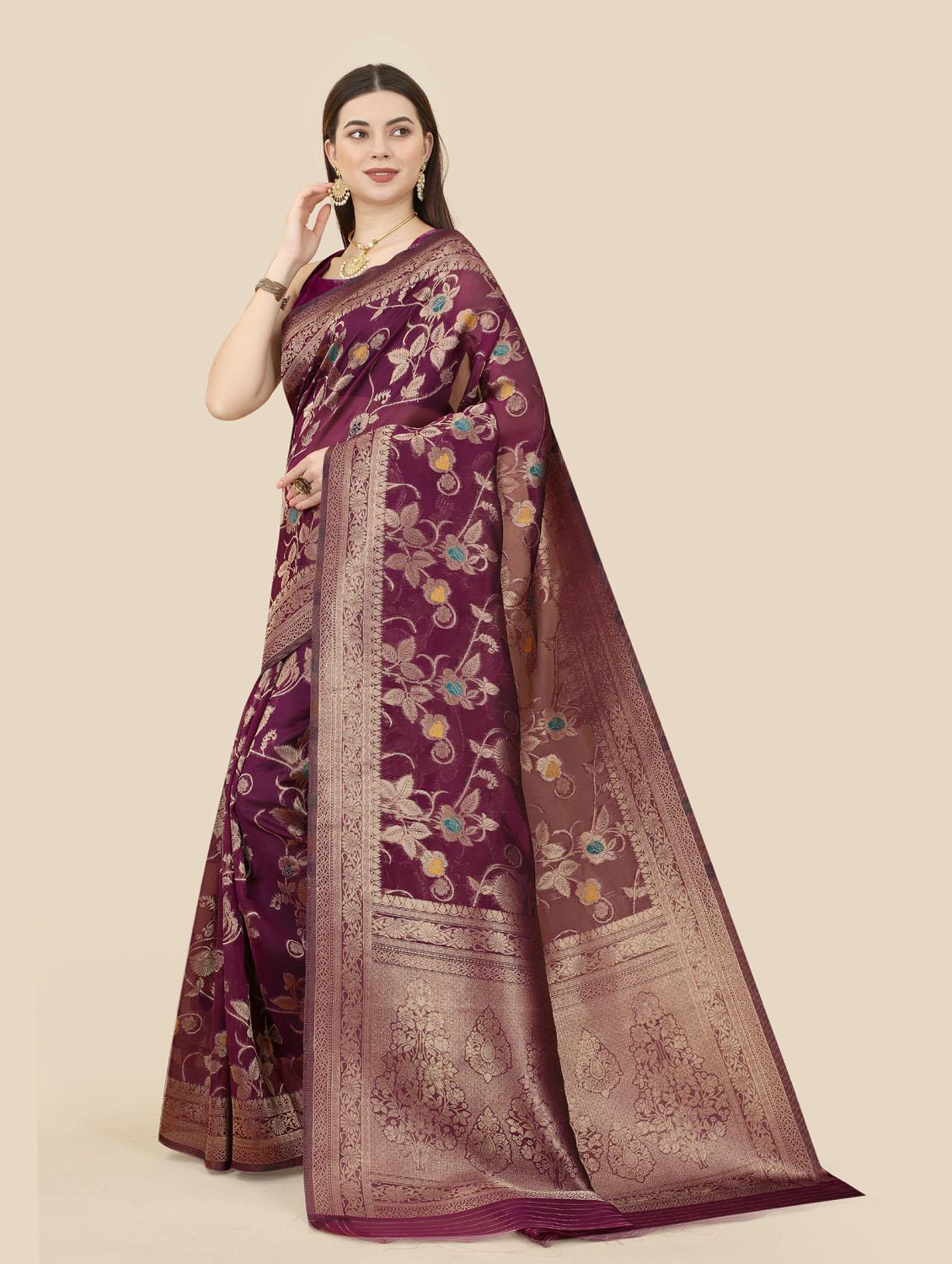 self designed woven saree with blouse - 19717878 - Standard Image - 2