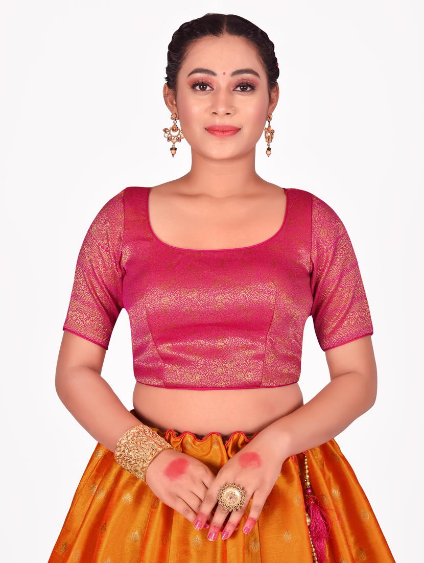 orange self design lehenga saree - 19717999 - Standard Image - 2
