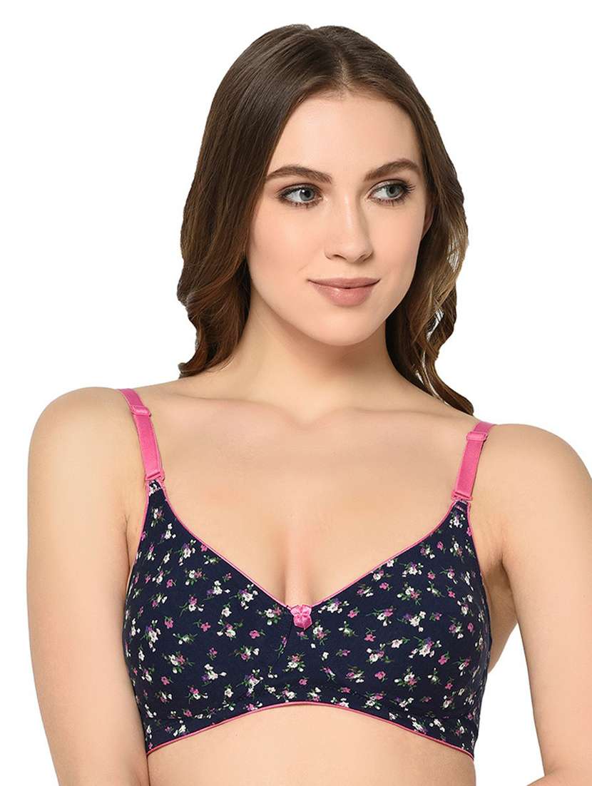 blue cotton blend tshirt bra