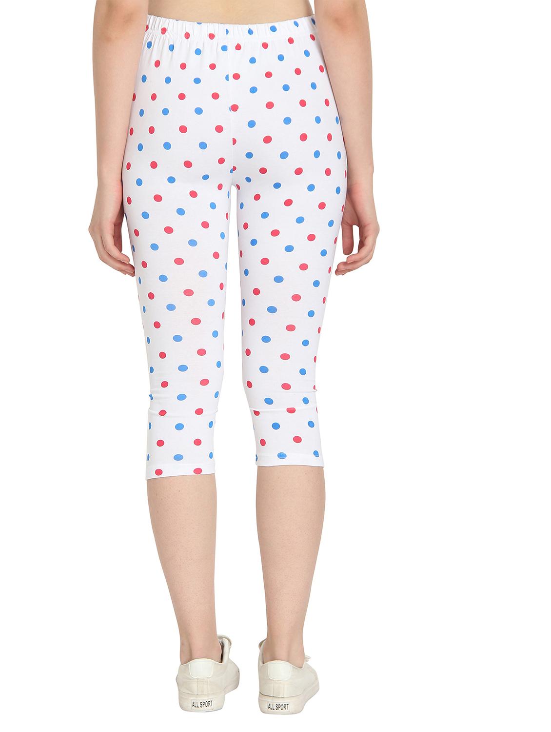 white polka doted regular capri legging - 19719179 - Standard Image - 2