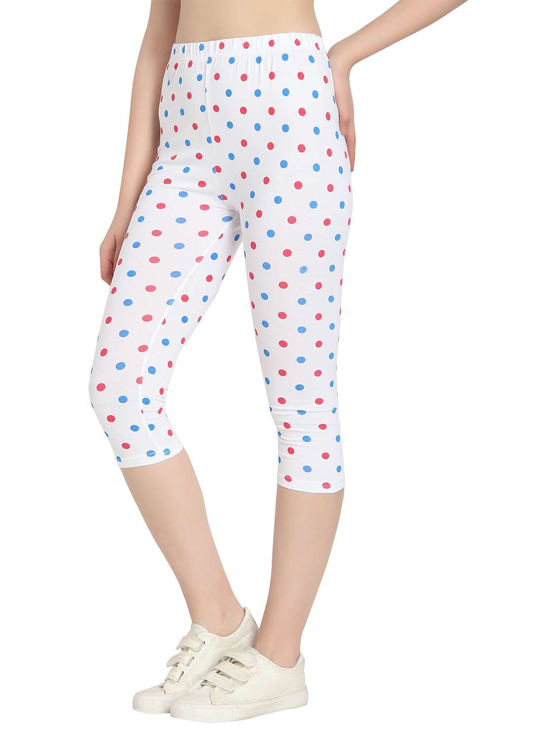 white polka doted regular capri legging - 19719197 -  Standard Image - 2