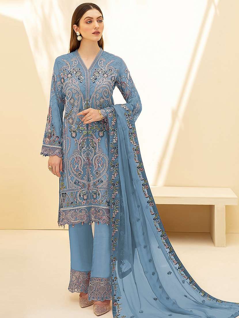 heavy embroidery palazzo suit semi-stitched suit