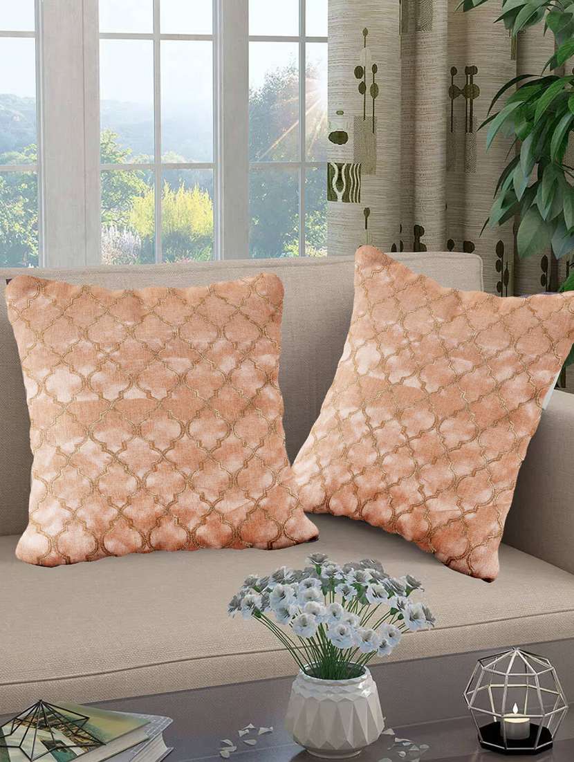 indhome life silk cushion cover 16x16 embroidered, fancy cusion covers for living room outdoor-  (set of 2 pcs) - 19719660 -  Zoom Image - 0