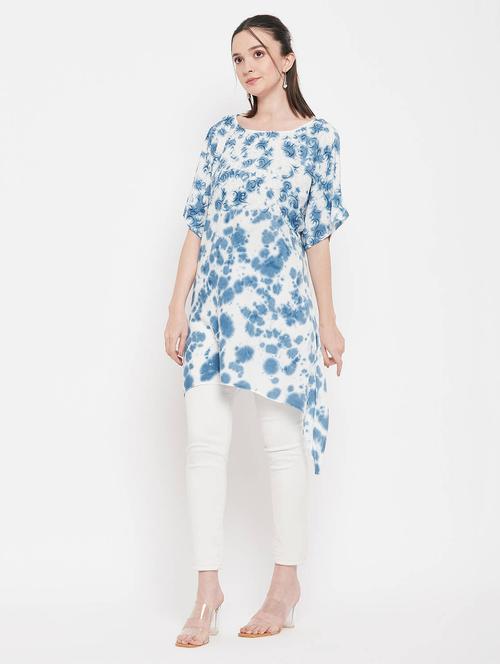 blue rayon asymmetric kurta - 19719820 - Standard Image - 0