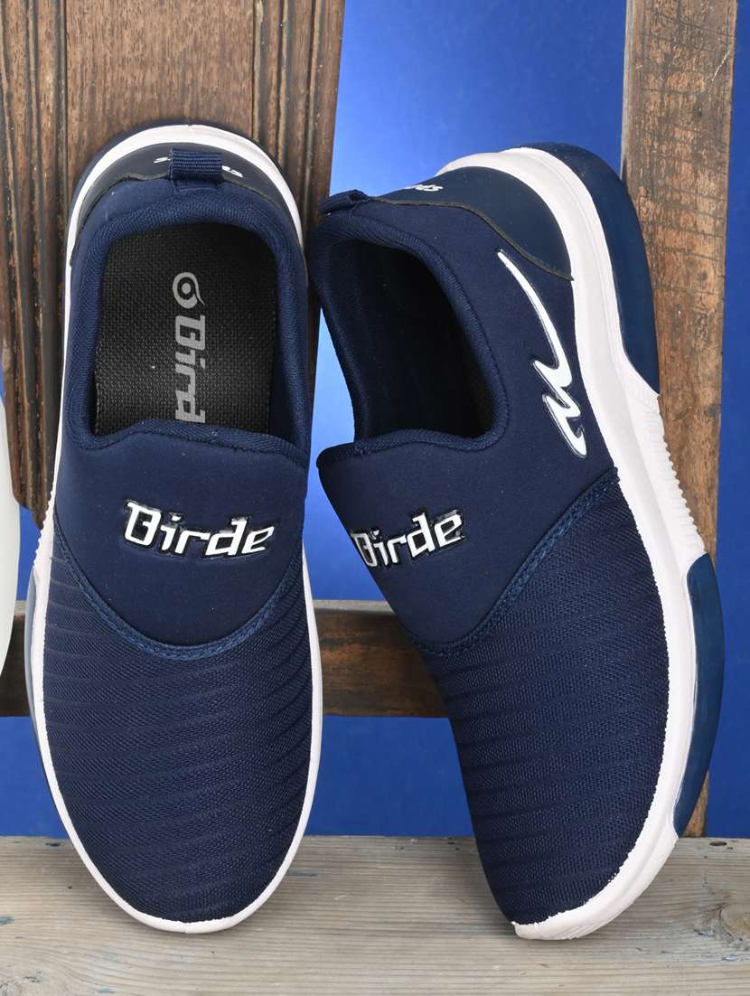men navy blue slip on sport shoes