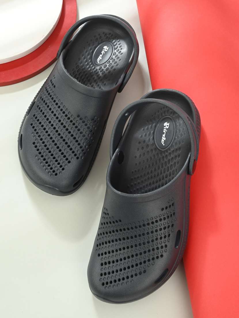 grey mesh clogs