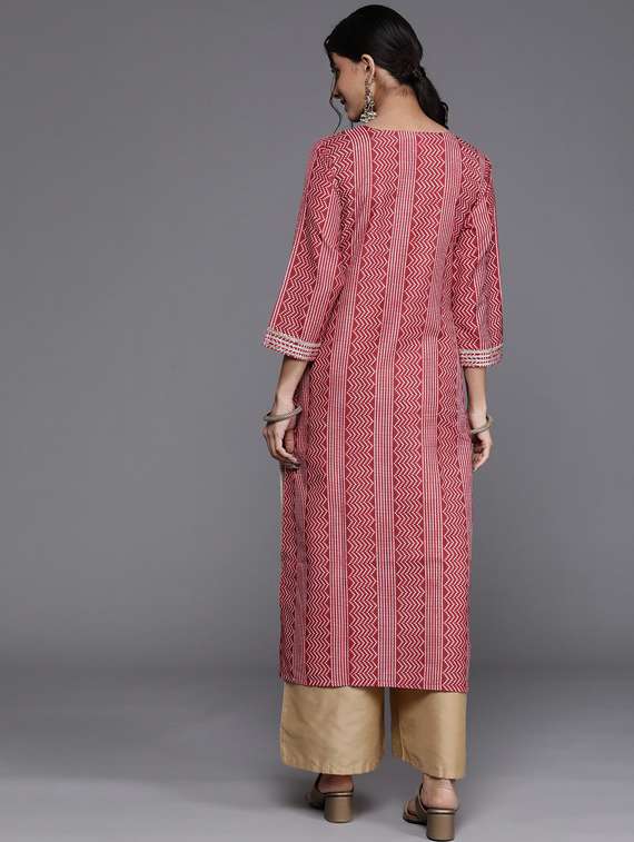 printed key hole neck straight kurta - 19722815 - Standard Image - 2