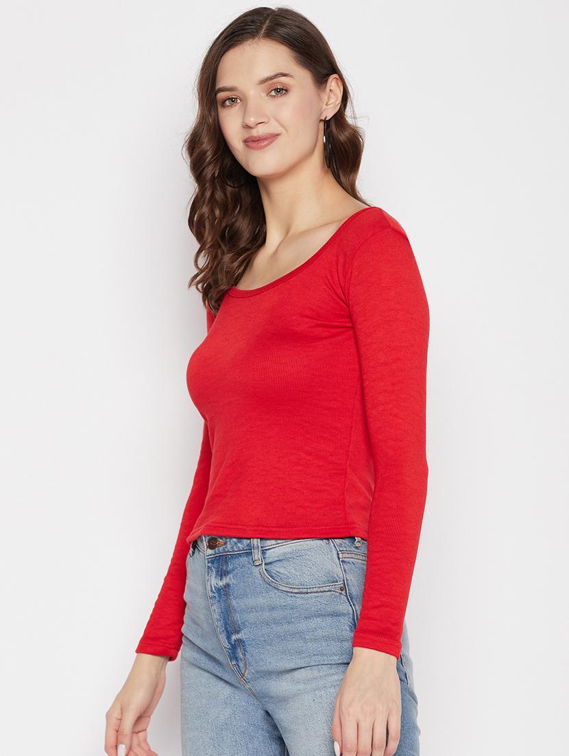 women's crop scoop neck top - 19723835 - Standard Image - 2