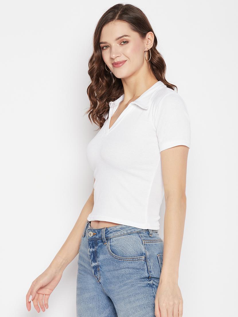 women's white collared top - 19723846 - Standard Image - 2