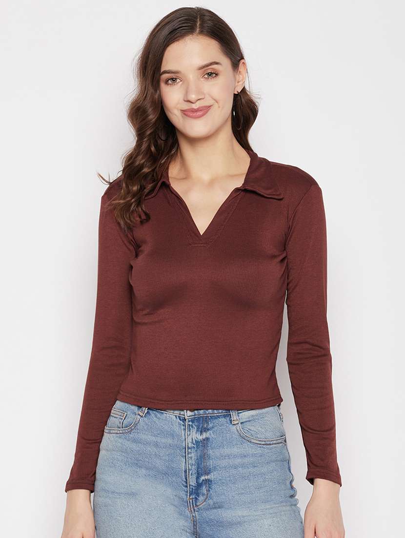 women's straight collared top