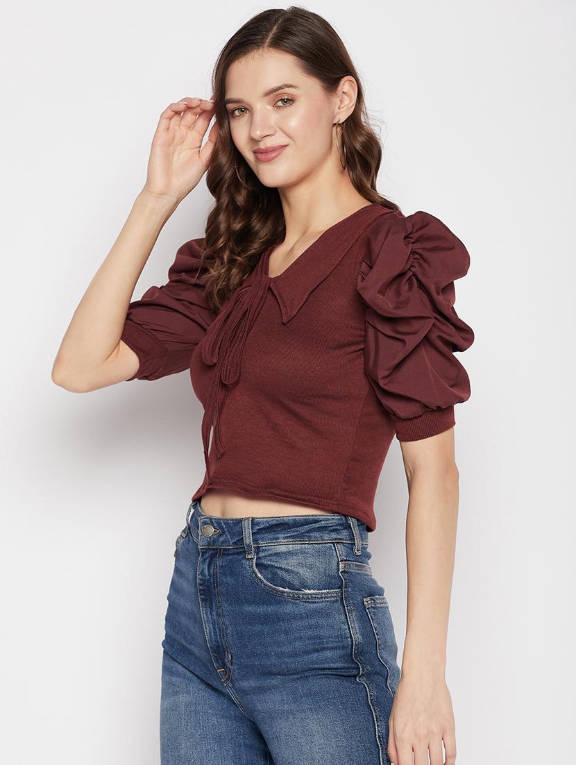 women's crop v neck top - 19723866 - Standard Image - 2