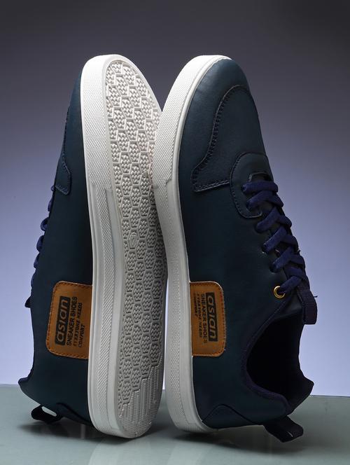 blue synthetic lace up sneakers - 19724081 - Standard Image - 0