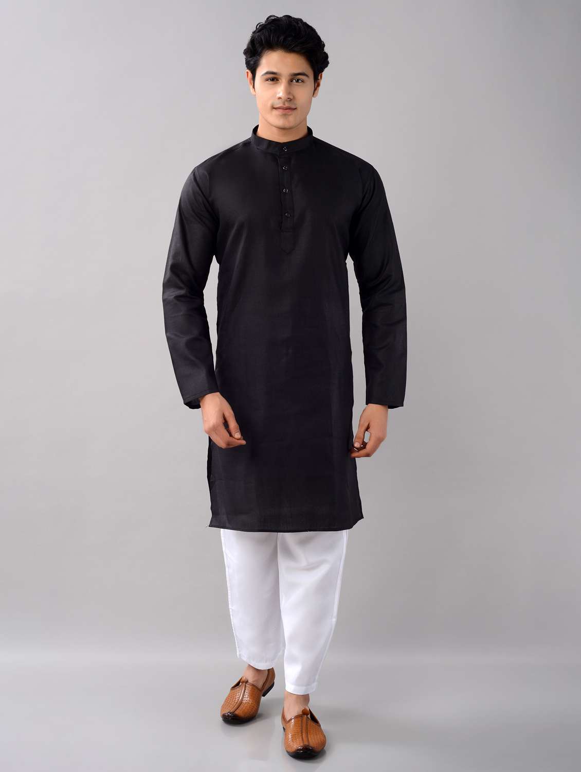 mandarin neck solid long kurta