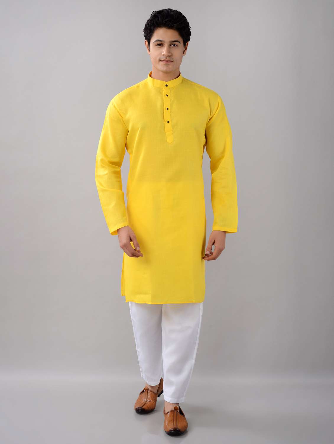 mandarin neck solid long kurta