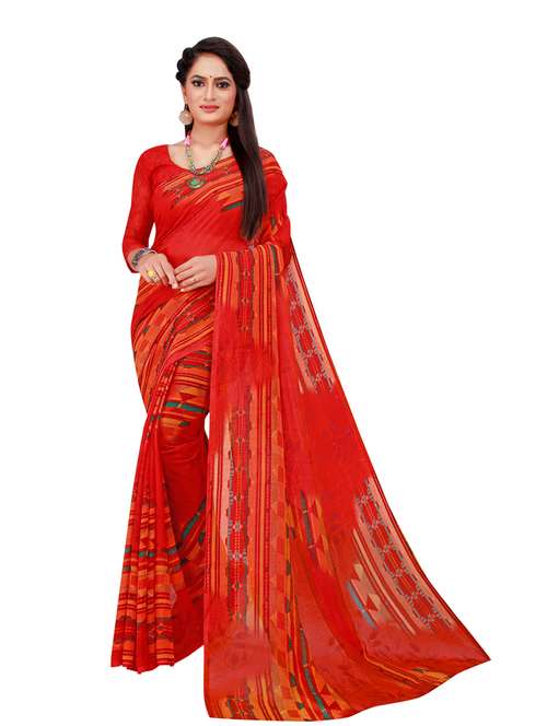 women's printed red colored saree with blouse - 19727309 - Standard Image - 0