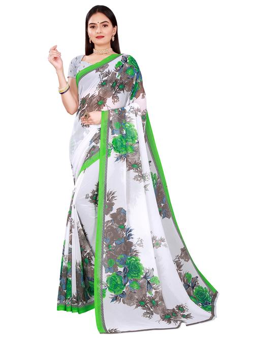 women's floral green colored saree with blouse - 19728529 -  Standard Image - 0