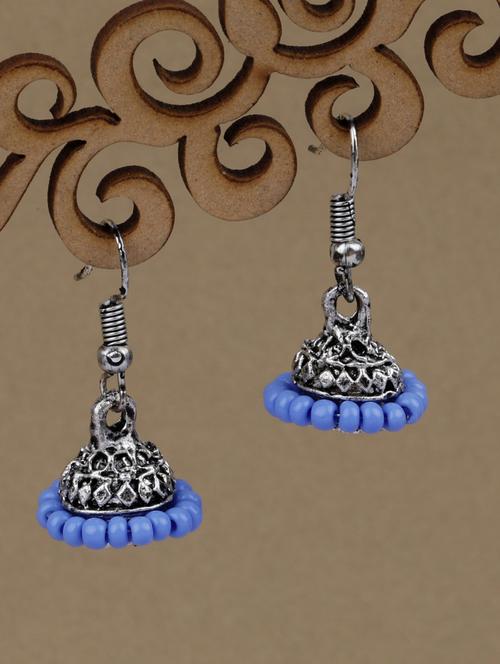 purple silver plated jhumka earring - 19734091 - Standard Image - 0