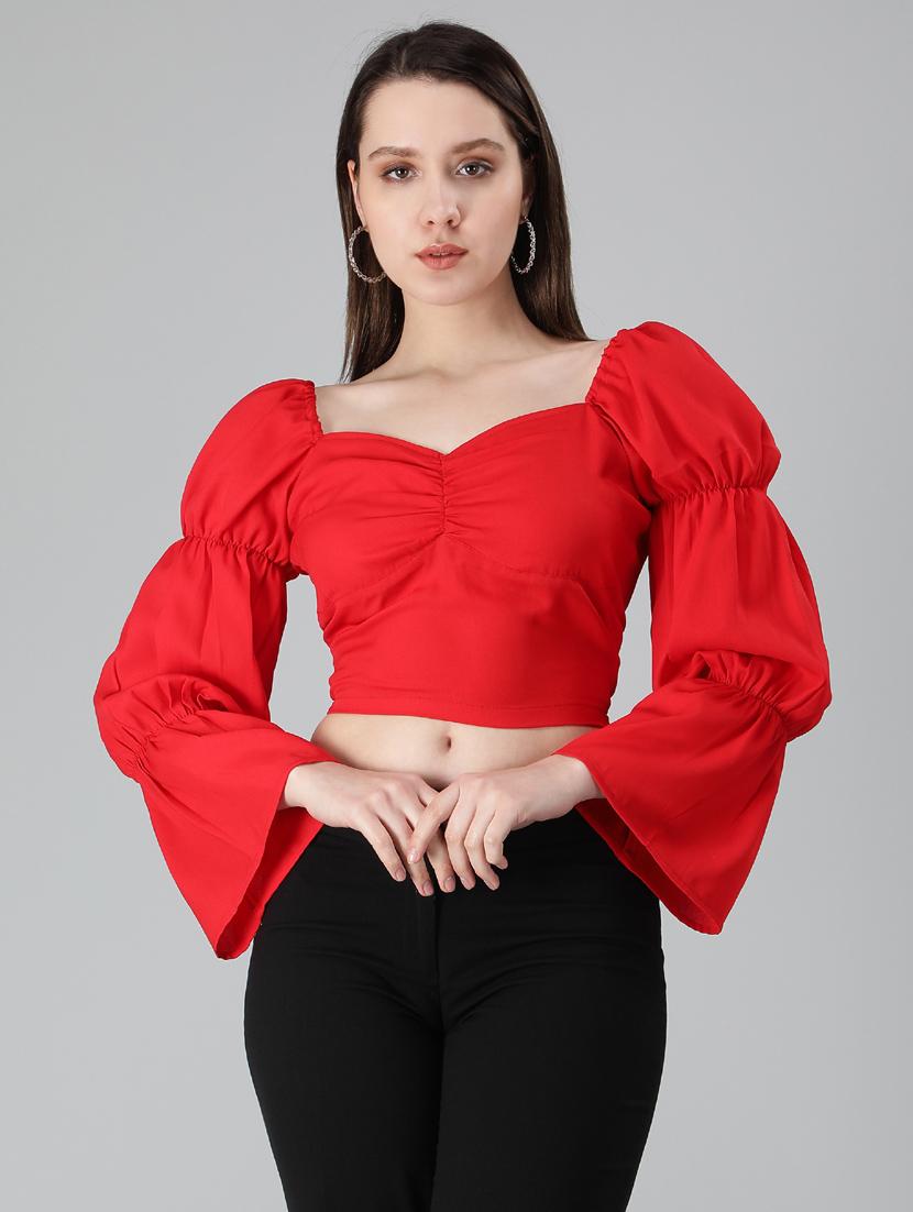 women's crop sweetheart neck top - 19734164 - Zoom Image - 0