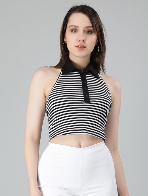 women's crop collared top - 19734169 - Standard Image - 0