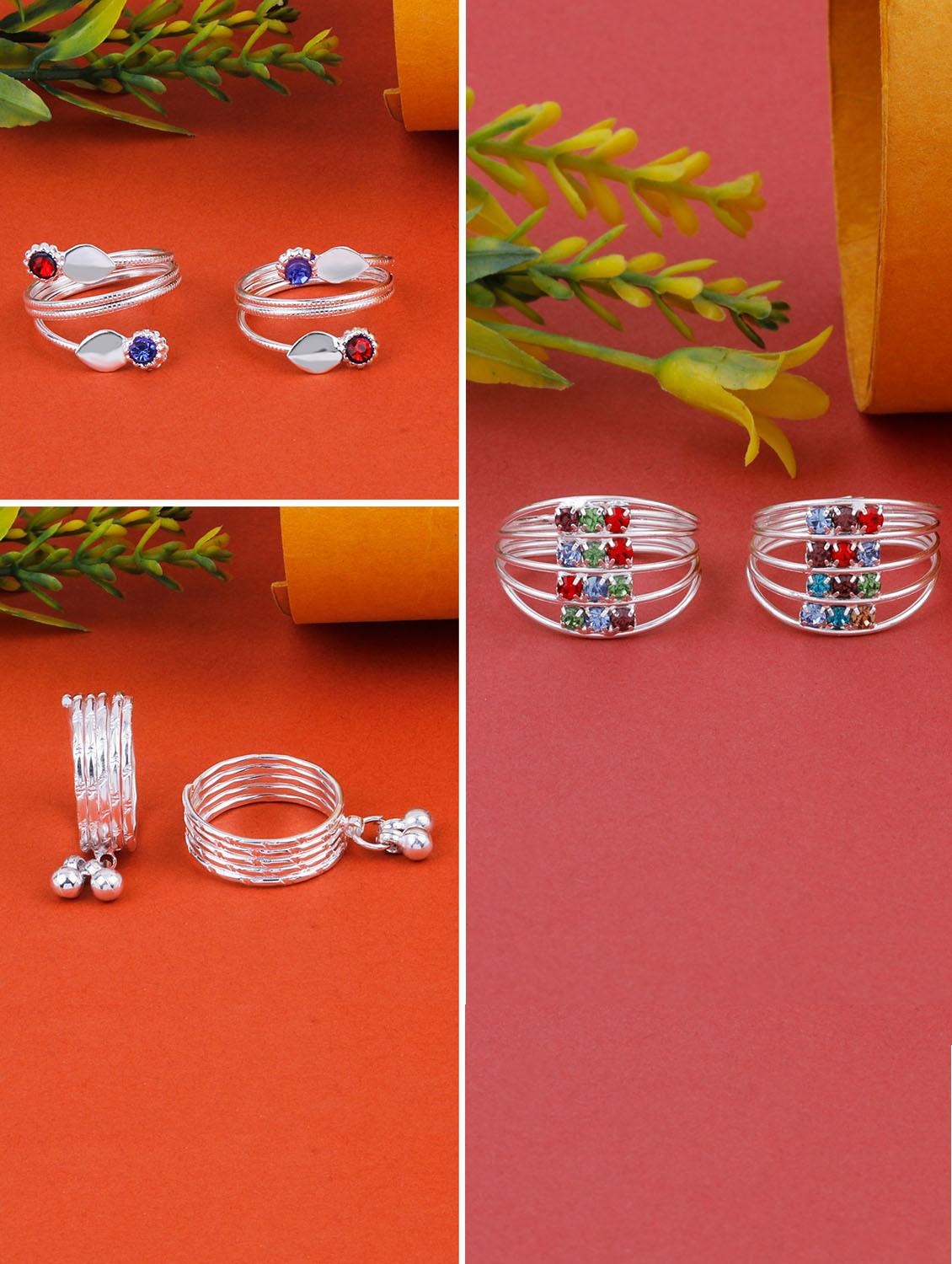 silver plated toe ring combo - 19734180 - Standard Image - 2