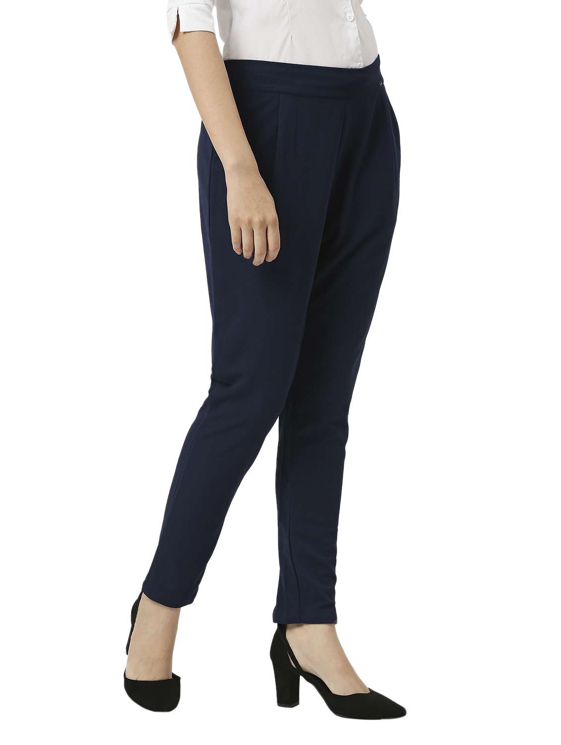 solid cotton lycra flat front trouser - 19734389 -  Standard Image - 2