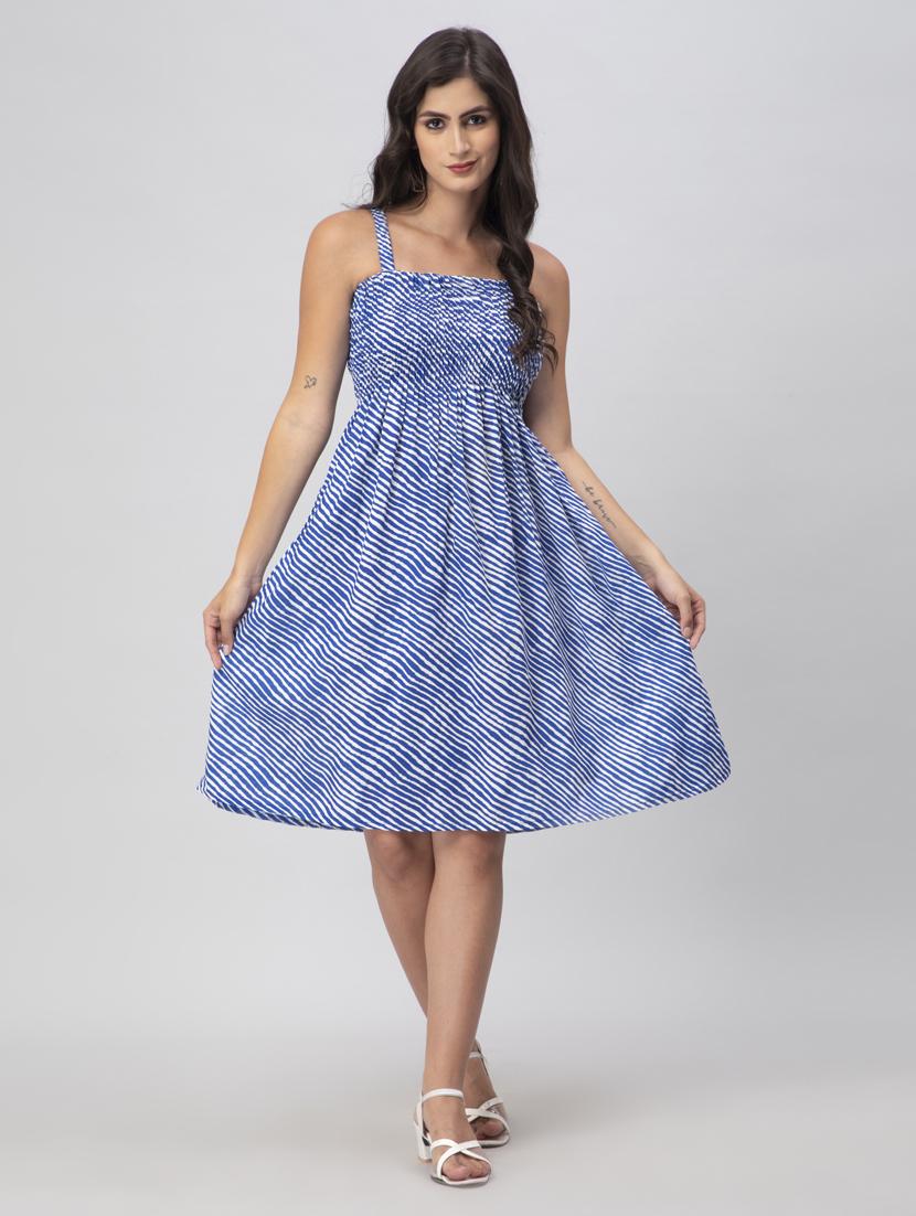 women's fit & flare leheriya dress - 19734458 -  Zoom Image - 0