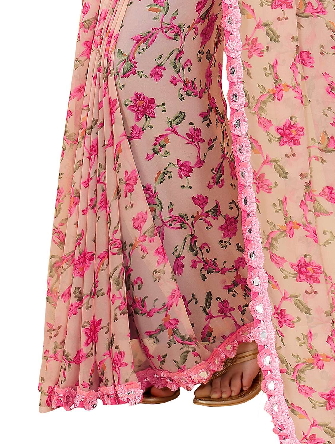 women's floral beige colored saree with blouse - 19734533 -  Standard Image - 2