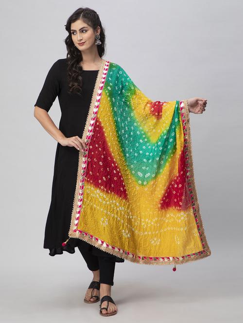multi colored silk blend dupatta - 19734719 - Standard Image - 0