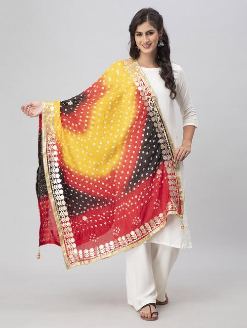 multi colored silk blend dupatta - 19734720 -  Standard Image - 0
