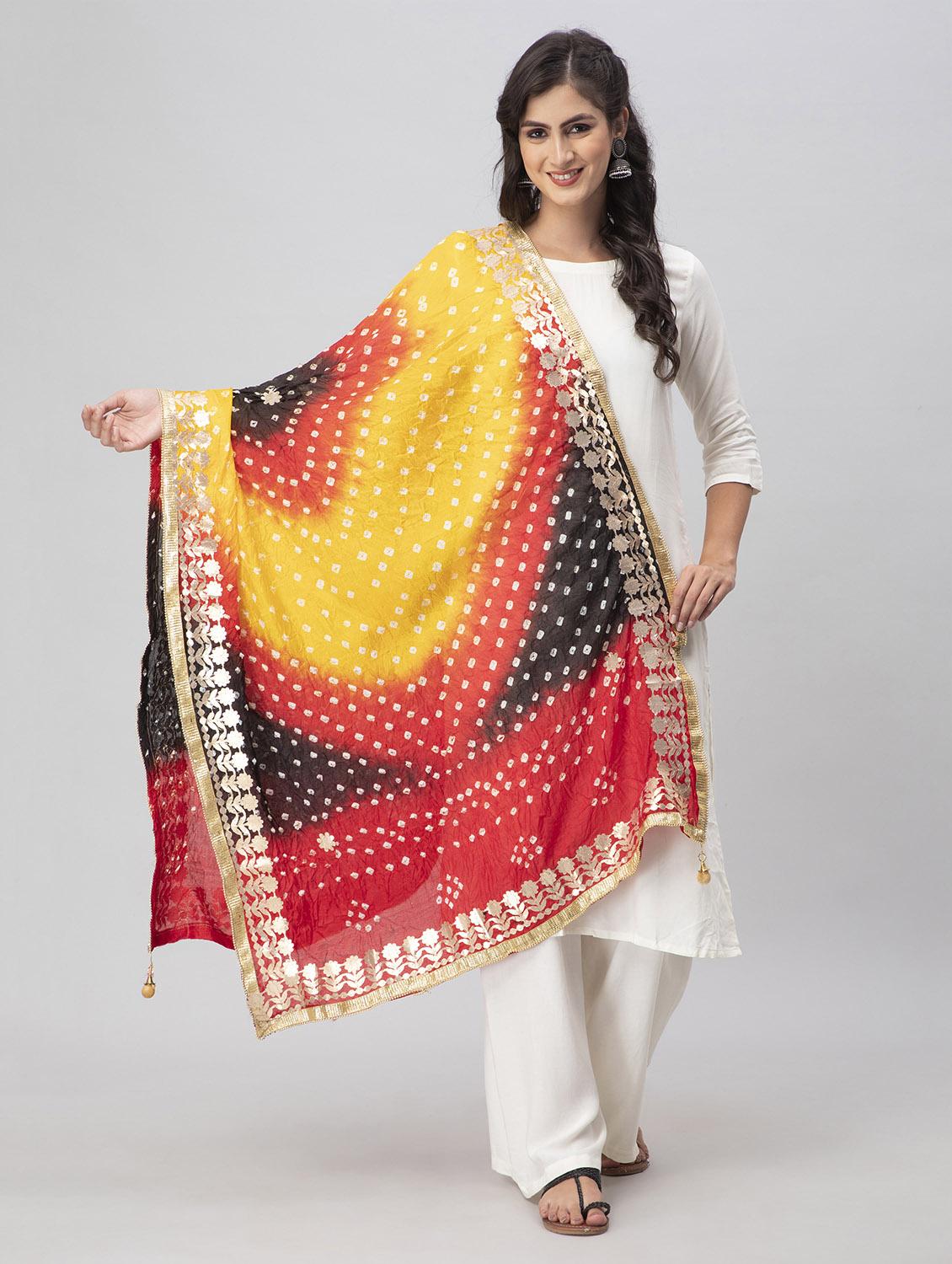 multi colored silk blend dupatta - 19734720 -  Zoom Image - 0