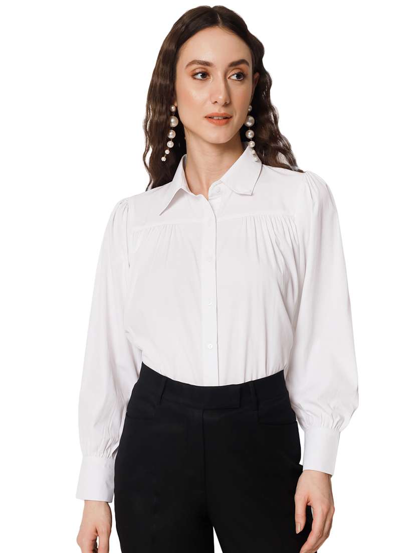 white crepe regular shirt