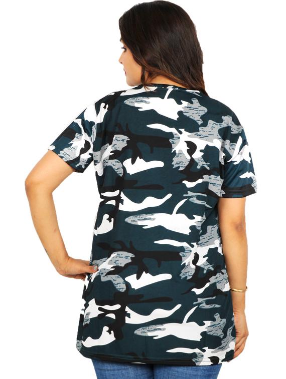 women round neck camouflage regular tee - 19737425 - Standard Image - 2