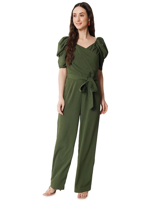 olive crepe full leg  jumpsuit - 19737739 -  Standard Image - 0