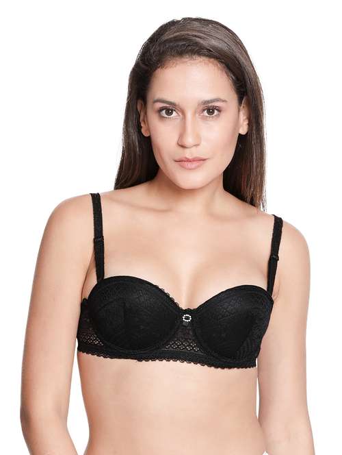 black nylon balconette bra - 19740102 -  Standard Image - 0