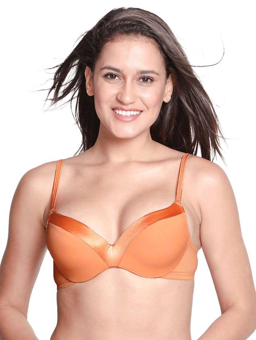 orange nylon push up bra
