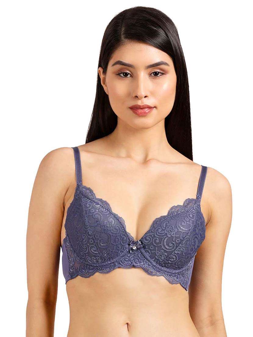 purple nylon plunge bra