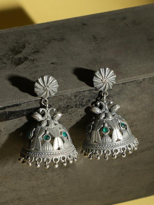 silver brass jhumka earring - 19740260 - Standard Image - 0
