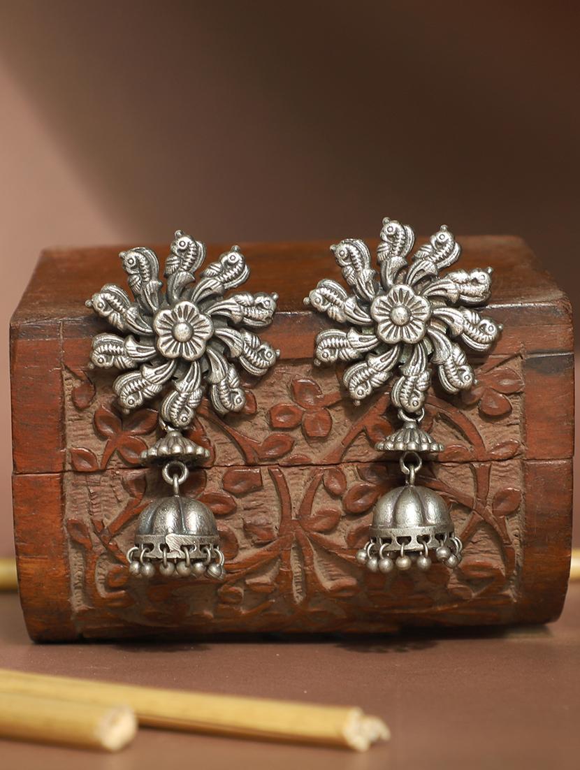 silver brass drop earring - 19740264 -  Zoom Image - 0