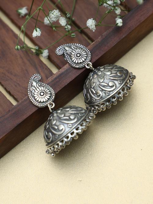 silver brass jhumka earring - 19740270 - Standard Image - 0