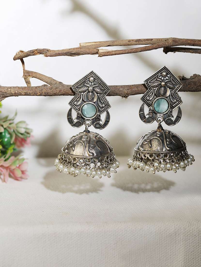 silver brass jhumka earring