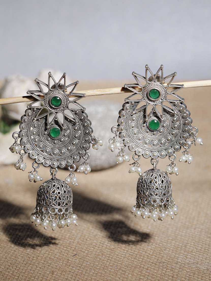 silver brass jhumka earring