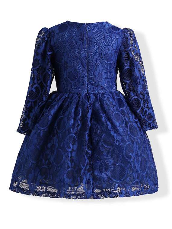 girls peter pan neck three quarter sleeves frock - 19743482 -  Standard Image - 2