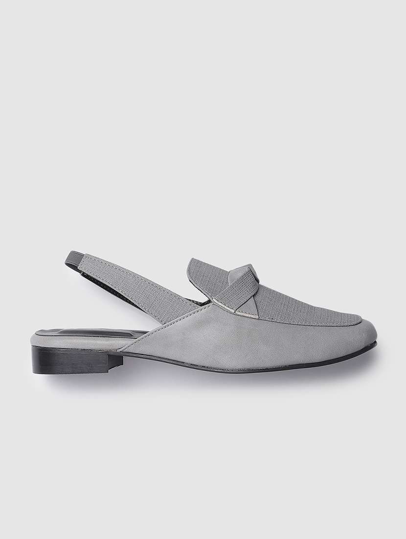 women grey solid back strap flat sandals - 19745183 -  Standard Image - 2