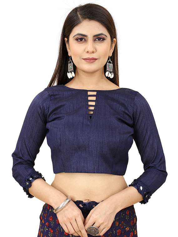 women's floral blue colored saree with blouse - 19745393 -  Standard Image - 2