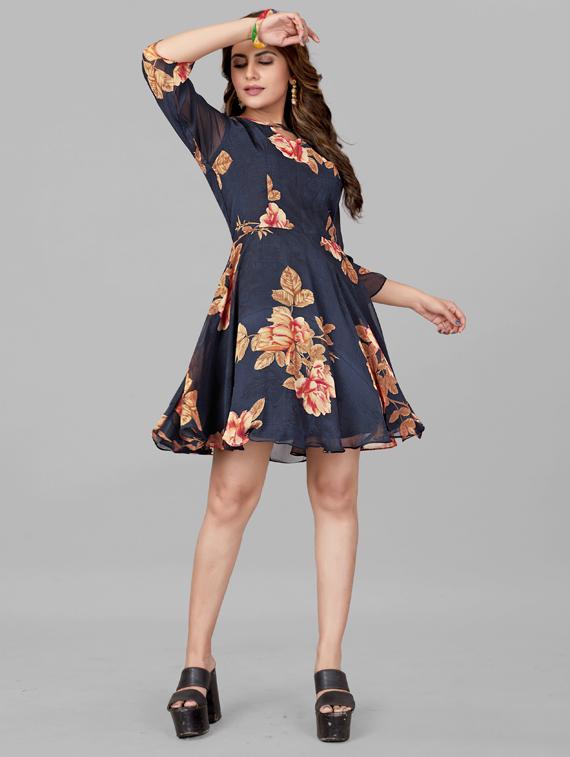 women's fit & flare floral dress - 19745427 - Standard Image - 2