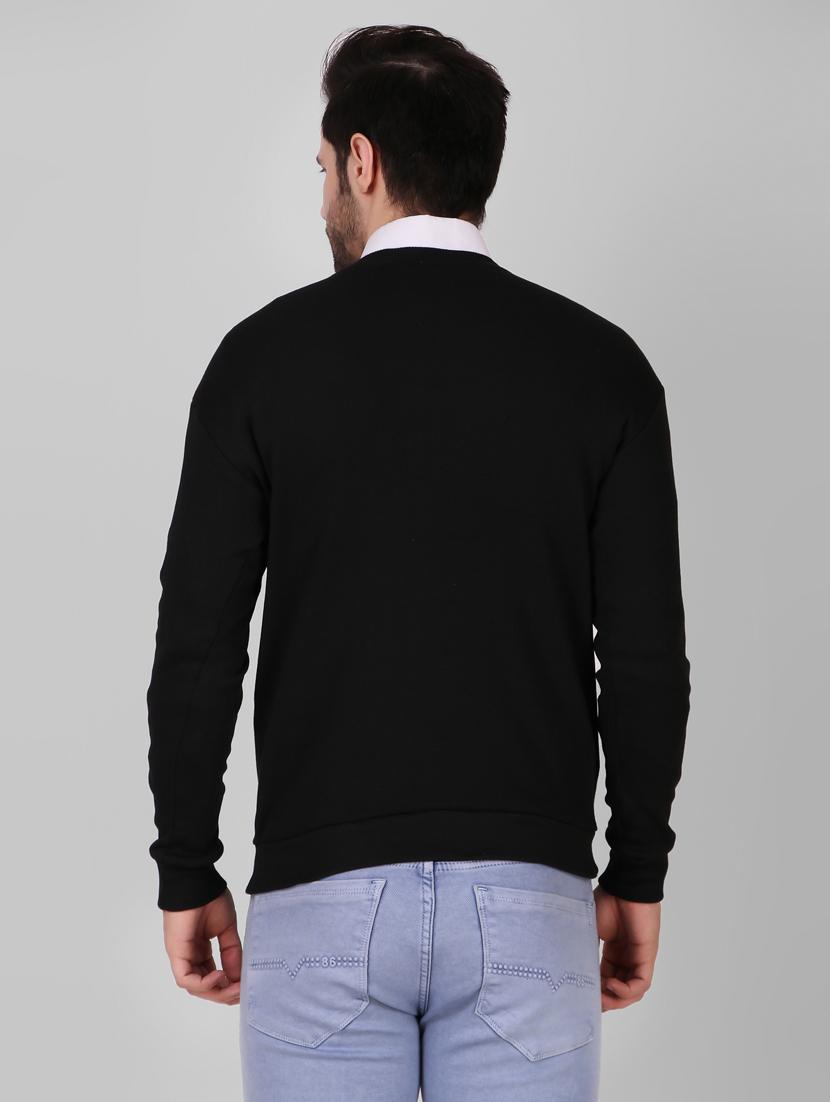 black solid crew neck pullover - 19745786 - Standard Image - 2