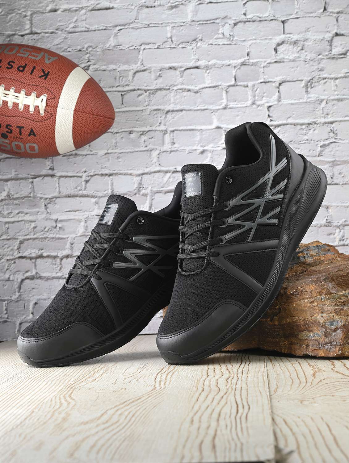 black synthetic sport shoe